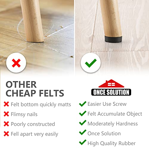 Screw-On Rubber Feet For Furniture - 32Pcs Floor Protector For Chair Leg - 0.95" Sturdy Feet For Cutting Board Non Slip - Black Furniture Pad For Hardwood Floor - Durable Furniture Rubber Bumper #TOP4