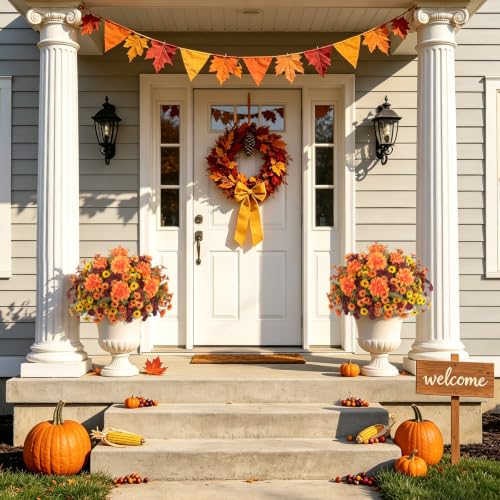 Image of Artificial Fall Flowers Fake Mums Plants for Outdoors Decoration