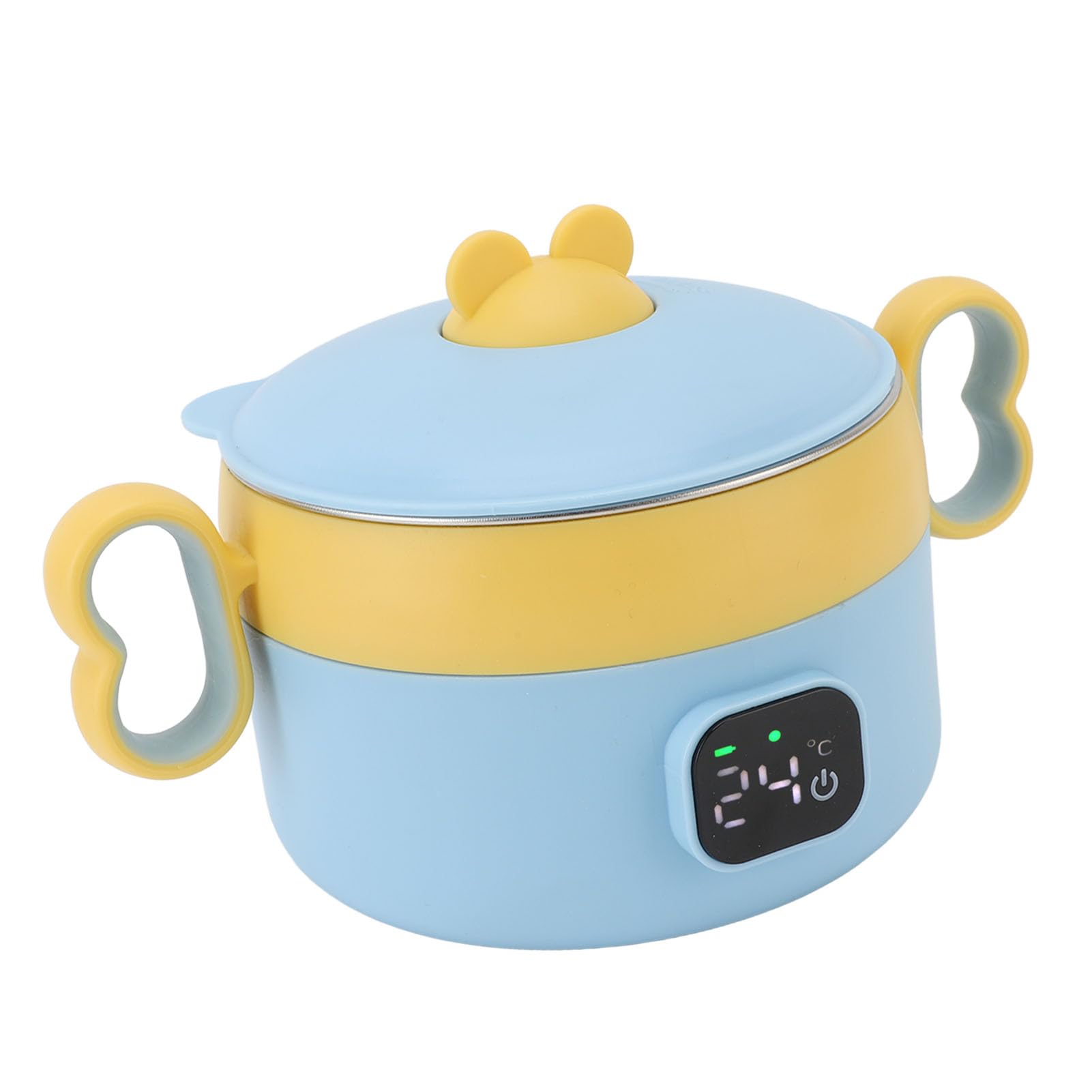 SIXRUN Scaldavivande Elettrico Ciotola con Riscaldamento Elettrico in Acciaio Inossidabile Lunch Box con 2000mAh USB Ricaricabile a Temperatura Costante Anti Scottatura per Viaggi a Casa Bambini
