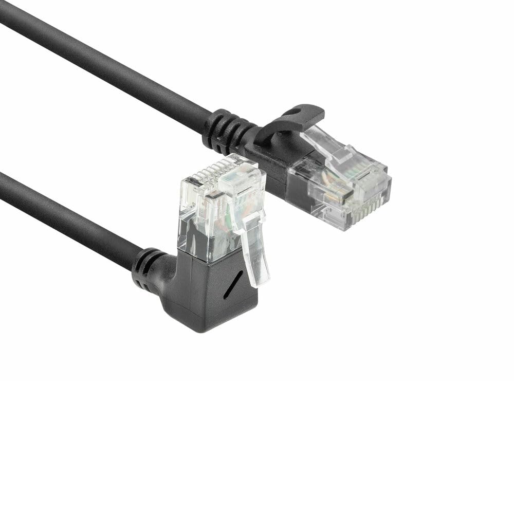 ACT CAT6A Network Cable 90° Angled Upwards, U/UTP LSZH LAN Cable Thin 3.6 mm Slimline, Flexible Ethernet Cable with RJ45 Connector, for Use in Data Centres, 5 Metres, Up