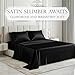 DECOLURE Satin Bed Sheets - 4 Piece Luxury Silky Queen Size Bedding Set - Softer Than Silk, Wrinkle-Free with 15” Deep Pocket Fitted Sheet, Perfect for Hair & Skin, Gifts for Women (Black)