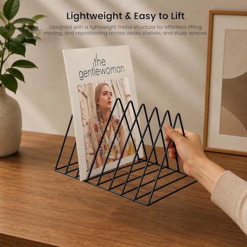 Image of Go Hooked Triangular Coated Steel Newspaper Book Stand Magazine Rack Home Table Decoration Book Newspaper Magazine Holder Elegant Durable Stylish Space-Saving Versatile Sturdy (Pack of 2)