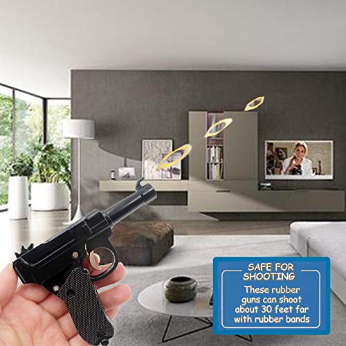 Alloy Foldable Rubber Band Toys Gun 6 Even Launch Action Figure 100 Rubber Bands Per Set (Black) #TOP5