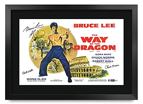 HWC Trading FR A3 Way of the Dragon Bruce Lee Gifts Printed Poster Signed Autograph Picture for Movie Memorabilia Fans - A3 Framed