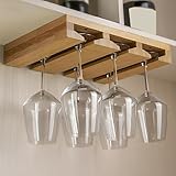 JCVCCV Weinglasregal Aus Bambus, Gläserhalter Zum Aufhängen,Stemware Aufhänger Für Schrank, Küche, Bar, Elegant Und Vintage-inspiriert(35x25cm/13.7x9.8in)