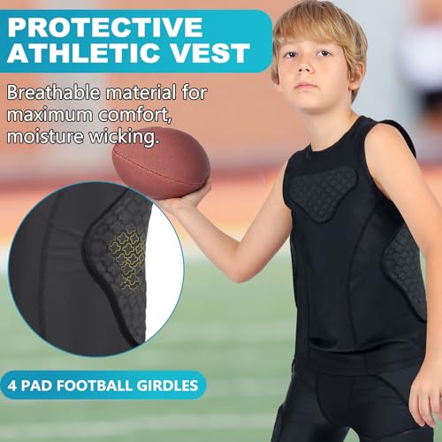 image for TUOY Youth Boys Padded Compression Shirt Sleeveless Chest Rib Protecto