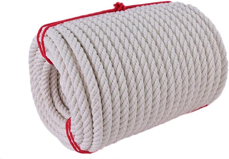 Natural coarse cotton rope Knotting Decorative Projects Rope - 3Strand Twisted Cotton Rope for Wall Hanging,DIY Craft Making Plant Hangers durable cotton rope (Color : 12mm, Size : 30m)