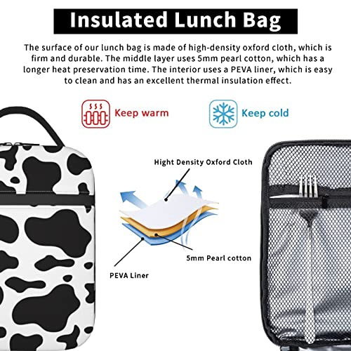 Pcoxrtxo Cow Print Lunch Box For Women Portable Insulated Reusable Tote Bag Cute Lunch Box For Women Men（1） #TOP3