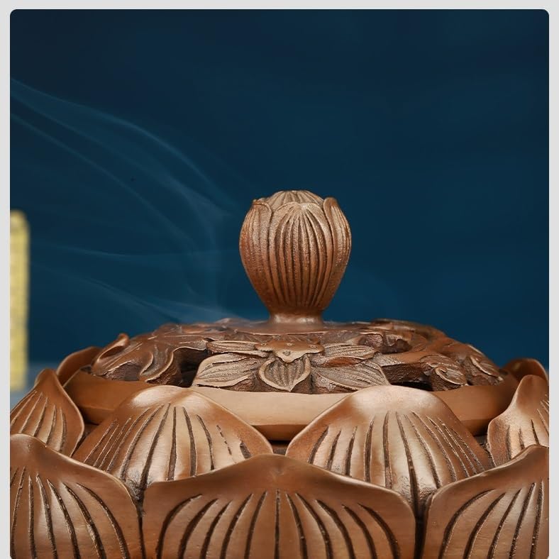 Incense Burner Copper Lotus Incense Burner Household Aromatherapy Burner Ornaments Handicraft Incense Utensils Incense Stick Holder