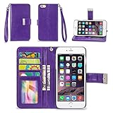 iPhone 6S Plus Case/iPhone 6 Plus Case, IZENGATE [Classic Series] Wallet Case Premium PU Leather Flip Cover Folio with Stand for Apple iPhone 6 Plus (2014) / Apple iPhone 6S Plus (2015) (Purple)