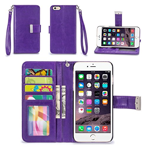 iPhone 6S Plus Case/iPhone 6 Plus Case, IZENGATE [Classic Series] Wallet Case Premium PU Leather Flip Cover Folio with Stand for Apple iPhone 6 Plus (2014) / Apple iPhone 6S Plus (2015) (Purple)