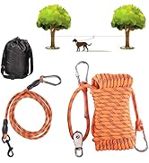 Dog Tie Out Cable -OZHOMY 50ft Portable Dog Run Trolley System with 10ft Runner Lead, Reflective ...