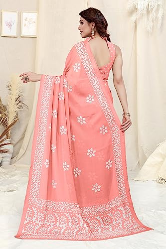 Image of MIRCHI FASHION Saree for Woman Chiffon Batik Printed | Lightweight Daily Wear Women's Office Sari with Blouse Piece (Available in 40 Colours)