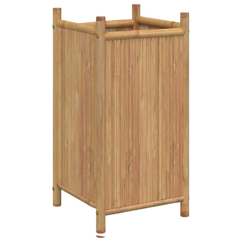 Macetero de bambú, 40 x 40 x 80 cm, para jardín, balcón, terraza, con diseño elevado para proteger contra malas hierbas, jardinera duradera de material natural para plantas