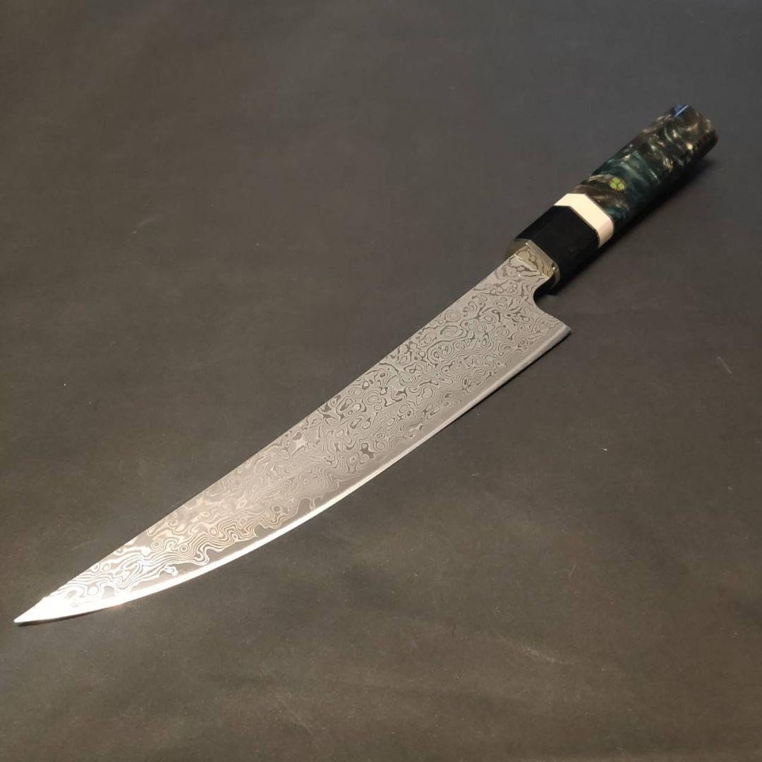 67層鏡面ダマスカスV金10号筋引き220mm 黒檀モダンマーブル柄 67層鏡面ダマスカスV金10号筋引き220mm 黒檀モダンマーブル柄