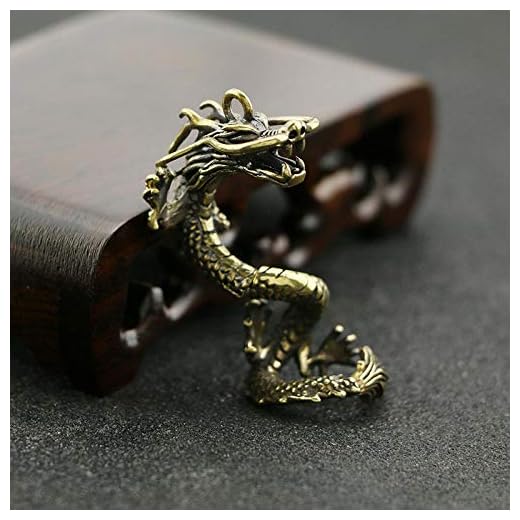 Mini mässing fengshui staty for lycklig och lycka gud av rikedom staty prydnad skulptur staty ren mässing flygande drake nyckelring retro koppar zodiac drake trailer nyckelkedja midja hängande smycken