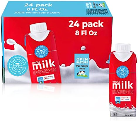 Blue Valley Whole Milk, Open Pasture, Shelf Stable, Cholov Yisroel, Kosher for Passover-8 Fl Oz-(pack of 24)