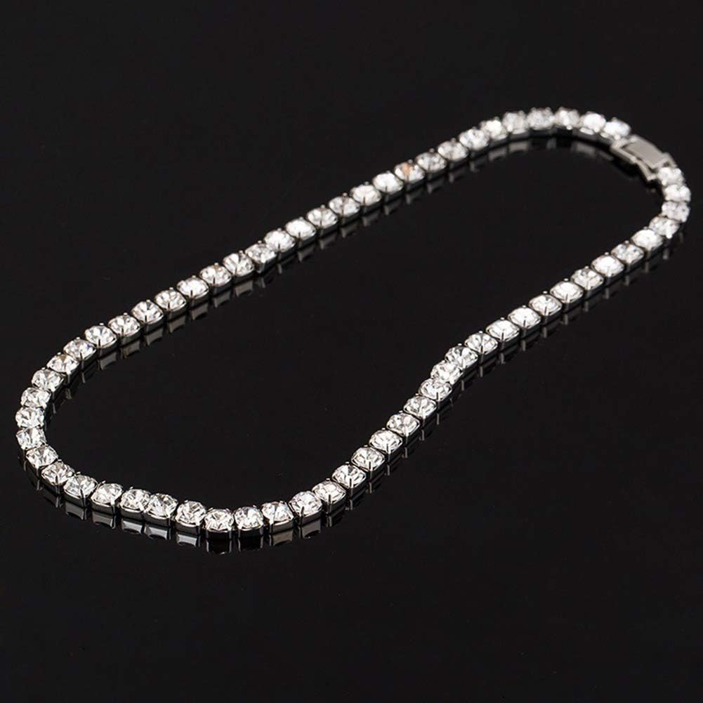 Charming Necklace for Women Luxury Sparkling Cubic Zirconia CZ Collar Necklace Women Wedding Party Jewelry for Her Colour:Dark Gray (Color : Silver) (Dark Gray)