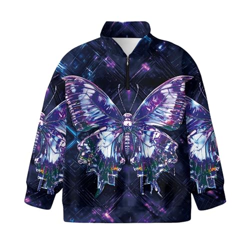 Image of AmzPrint Girls Graphic Quarter Zip Coat Long Sleeve Lightweight Oversized Athletic Running Hoodies For Kids Teen Girls
