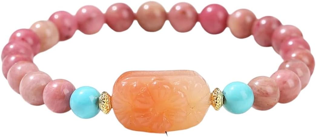 New 2026 Natural Stone Rhodochrosite Bead Agate Carved Rectangular Bracelet Women Luxury Single Yoga Eniergy Jewelry Fashion Accessories Creative Gift