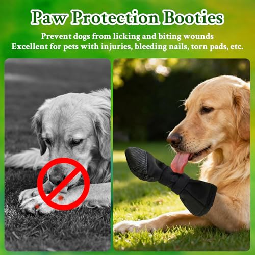 CHONGQILAO Hundeschuhe Pfotenschutz Outdoor, Pfotenschutz Hund Verletzung, Hundeschuhe zur Erholung, Haustierwunden Verhindern Lecken, Hundesocken Anti Rutsch Wasserdicht Leckschutz Hunde Socken