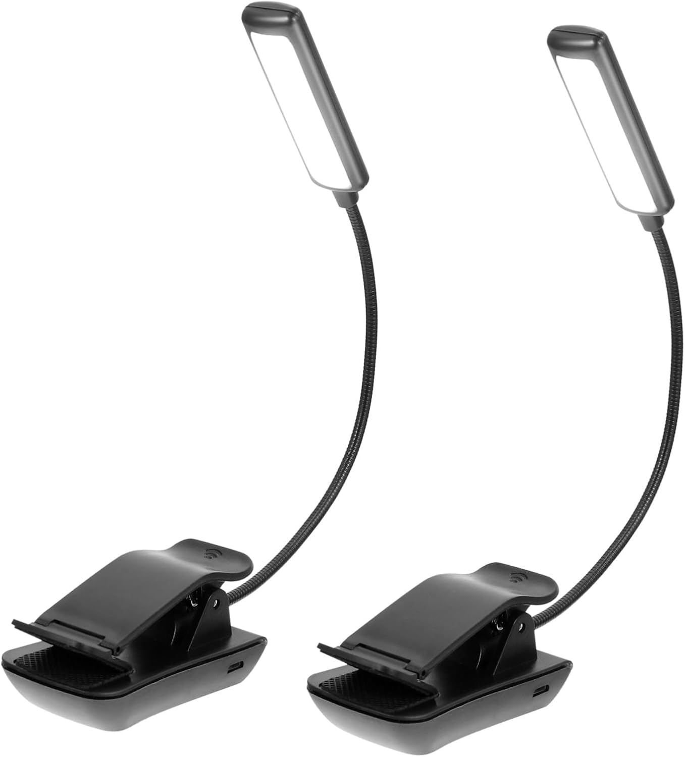 GLEAVI LED Reading Book Light Rechargeable Music Stand Lamp with Clip, Multi-Function LED Piano Lamp for Night Study and Bedside Use, 2pcs Black