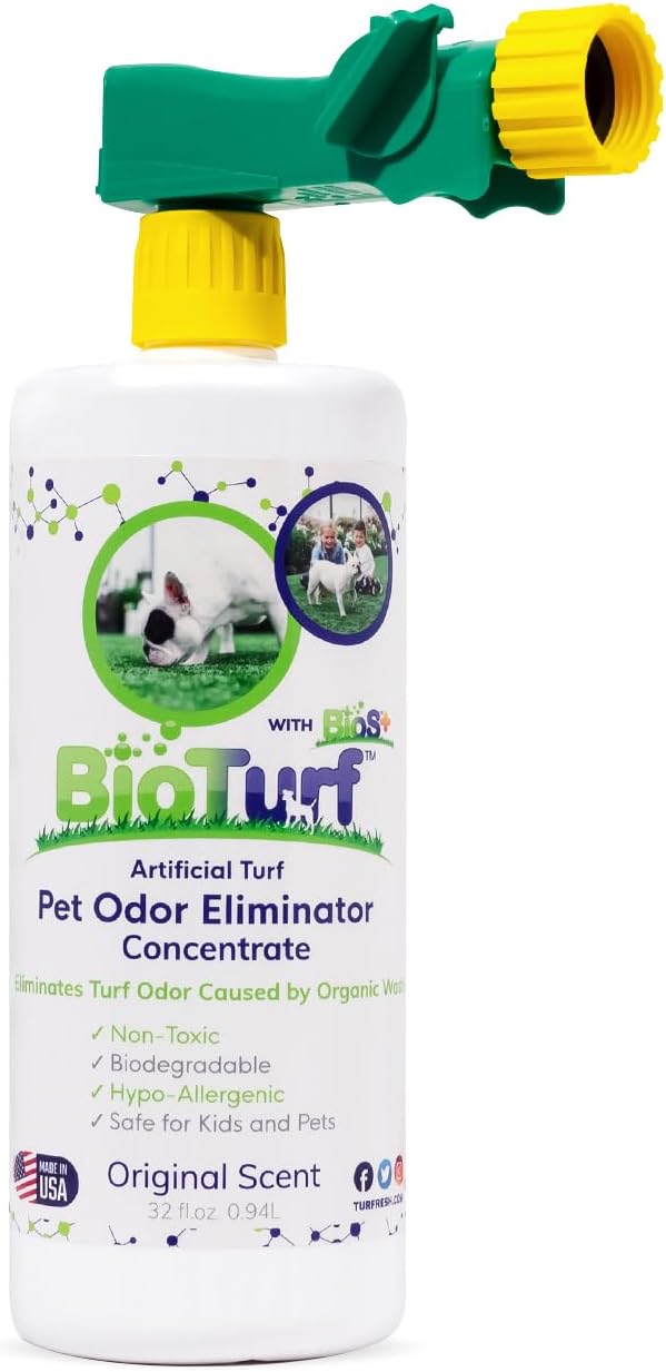BioTurf BioS+ Artificial Turf Pet Odor Eliminator and All Purpose Surface Cleaner. Our BioS+ Enzyme Technology Allows The Product to be Very Friendly to All Surfaces Including Tile, Carpet and Grass.