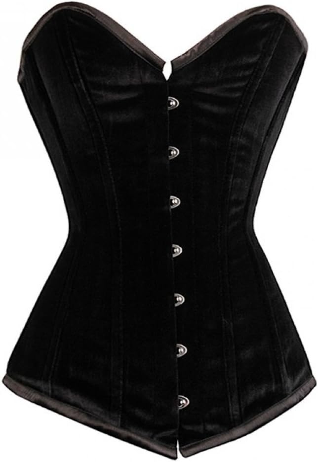 Black Velvet Gothic Costume Longline Overbust Plus Size Corset Waist