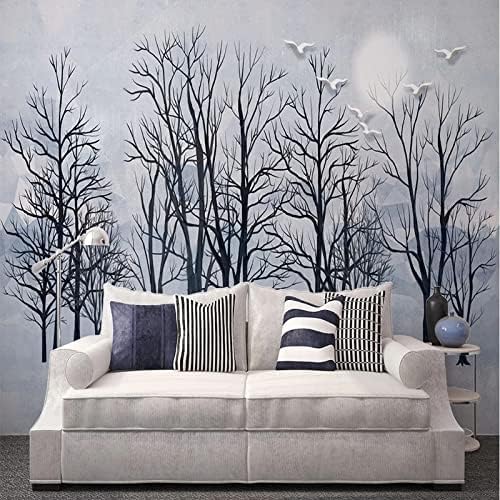 Papier peint 3D neige et forêt pour une chambre cocooning