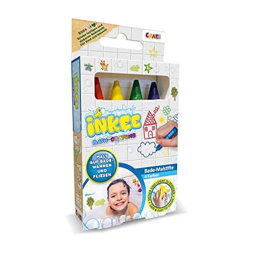 CRAZE INKEE Crayon | 4x Crayons de Bain Enfant, Feutre Lavable, Crayons pour Surface céramique pour Baignoire Bébé, 4 couleurs – vue 2