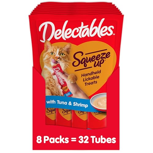 Delectables Squeeze Up Creamy Squeezable Puree, Lickable Wet Cat Treats, ...