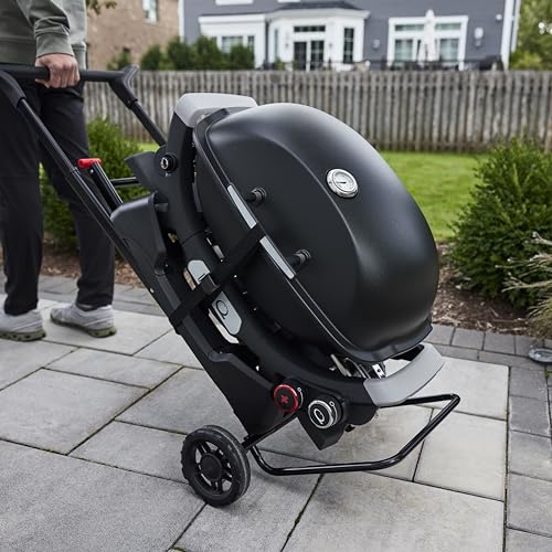 Image of Weber Q Portable Cart - Folding Grill Cart with Wheels for On‑The‑Go Cooking, All‑Terrain with Secure Strap, Upright Lock Indicator & Durable Wheels