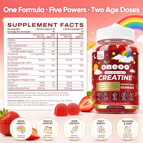 Oneoo Creatine Monohydrate Gummies For Kids & Teens