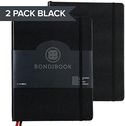 A4 Hardcover Lined Ruled Notebook Bullet Journal, 128 Numbered Pages, 2 Bookmarks, 4 Page Index, Large Bujo Lines Pages, 100 GSM Thick Paper (2 PACK RULED, 2 Pack Black)
