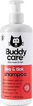Buddycare | Flea & Tick Shampoo for Cats - Removes Fleas, Ticks and Mites - Deep Cleansing Shampoo for Dogs, Tea Tree & Eucalyptus Flea, 500 ML