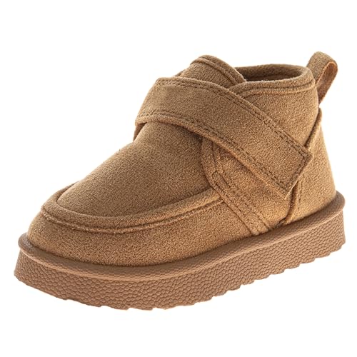 Josmo Kids Moccasin Loafer Boots Laceless Easy Strap Closure - Casual Dress Penny Slip-On Shoe Booties - Tan (size 4 Infant)