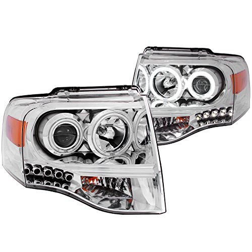 Anzo USA 111114 Ford Expedition Projector Chrome Clear Amber Headlight Assembly - (Sold in Pairs)