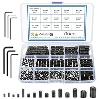 KOXXIAMOQ 786 Stück Metrische Madenschrauben Set, Innensechskant Gewindestifte Schrauben, Sechskantkopf Schrauben Befestigungsteile Kits für Türgriffe, M2.5 M3 M4 M5 M6 M8 (786)