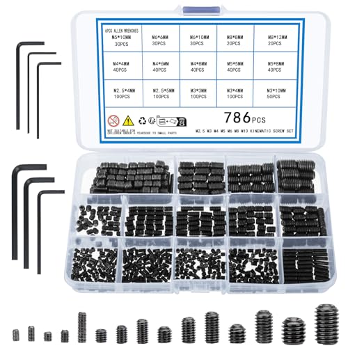 KOXXIAMOQ 786 Stück Metrische Madenschrauben Set, Innensechskant...