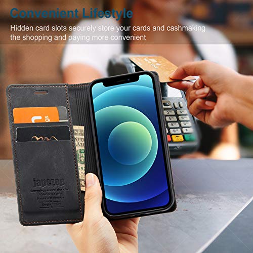 Japezop Iphone 12 Mini Case, Iphone 12 Mini Wallet Case With Card Holder Rfid Blocking Kickstand Magnetic, Pu Leather Flip Case For Iphone 12 Mini 5.4 Inch (Black) #TOP7