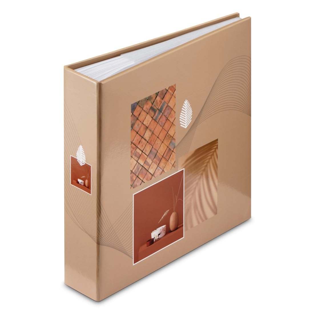 Hama Brown "Singo Ii" Photo Album And Memo Area (200 Photos 10 X 15 Cm, 100 Pages, Size 22.5 X 22 Cm, Memory Card Pocket, Zen Designs) Terracotta
