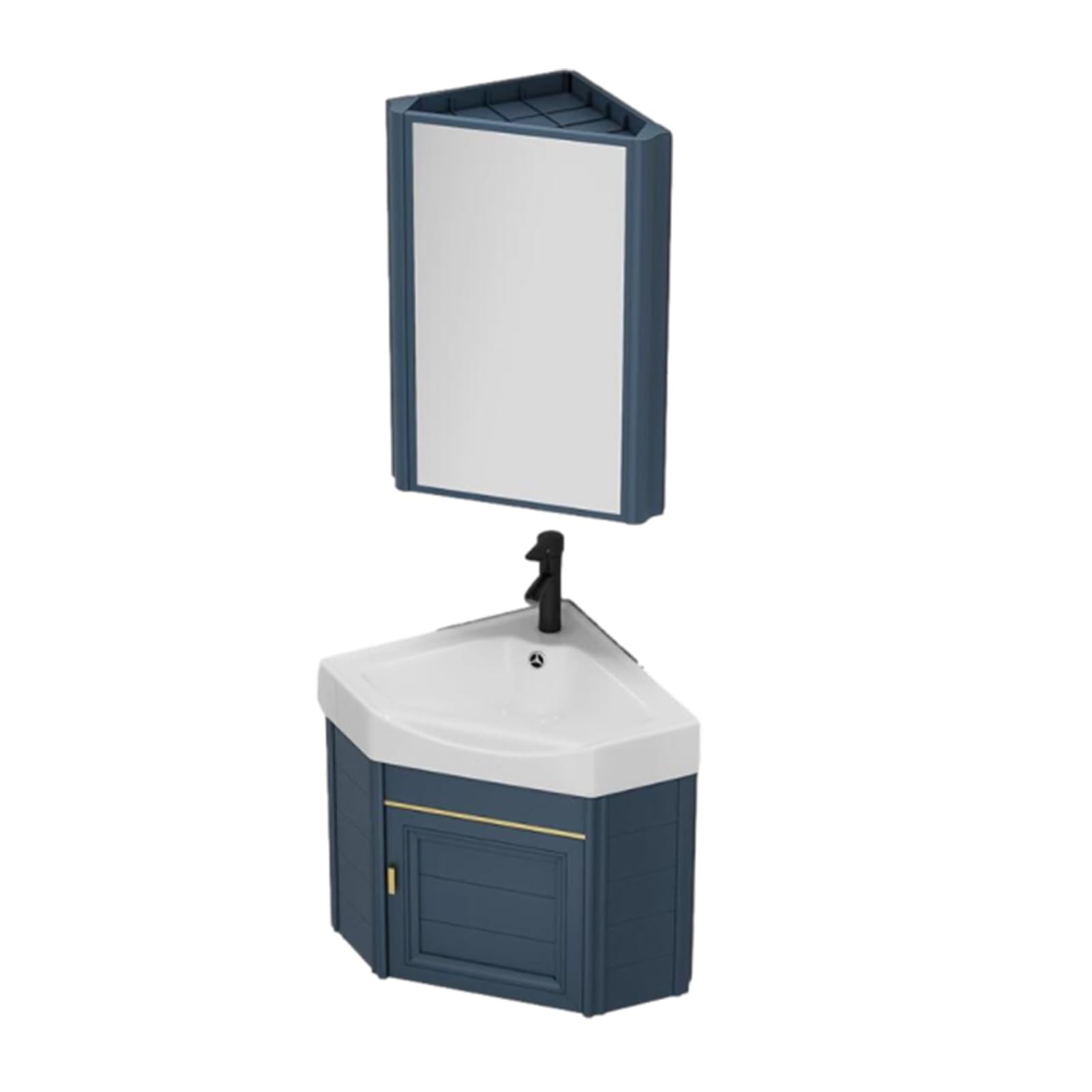 AYCDL Corner Bathroom Vanity with Sink and Faucet Wall Mount Compact Bathroom Cabinet for Small Spaces,Blue-B55cm/21.6in