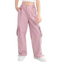 Fallschirmhose f r M dchen Cargo-Jogginghose weites Bein Streetwear Kinder Teenager Jogginghose mit Taschen 7 16 Jahre