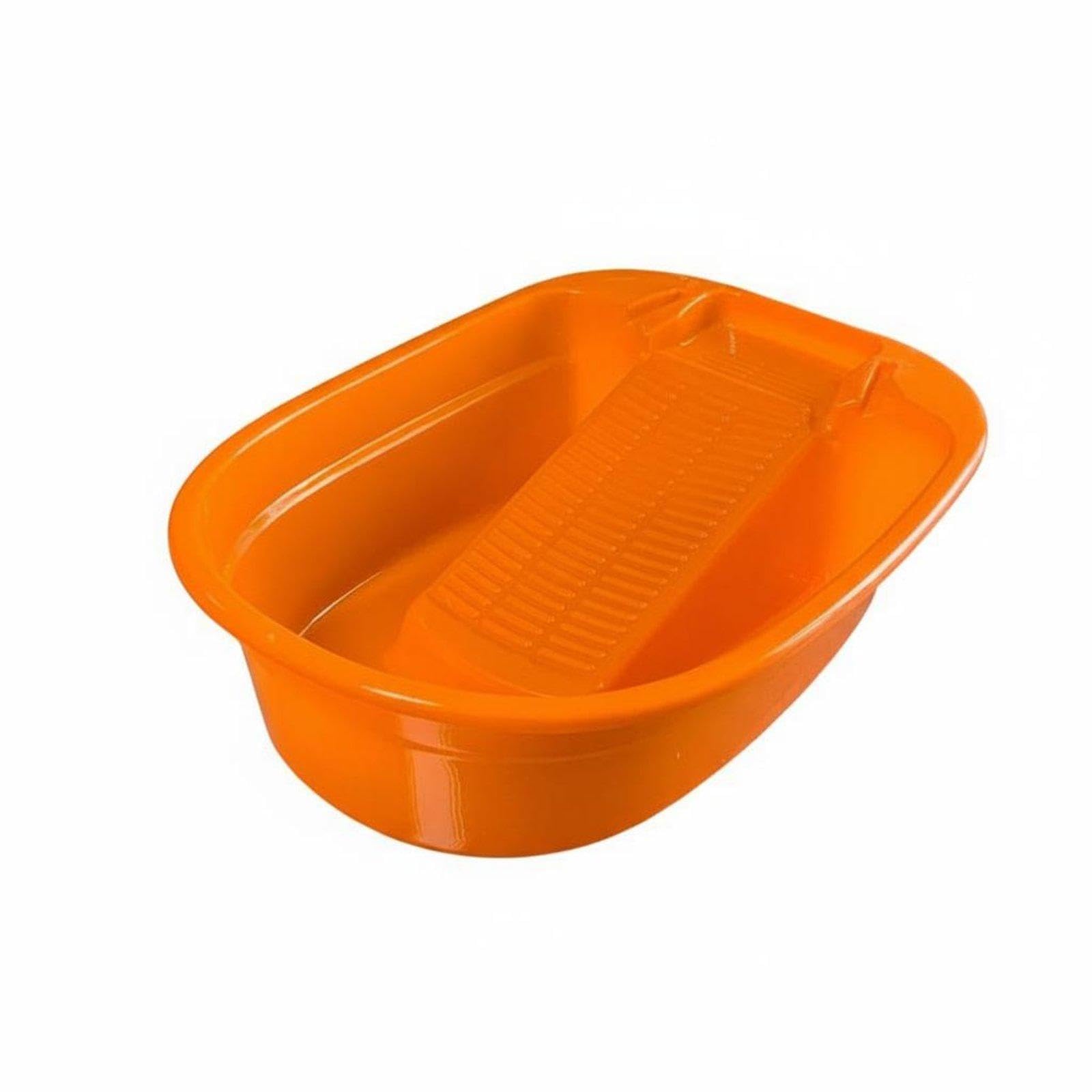 Wash Tub with Built-in Washboard Thickened and Washboard Tub 2 in 1 Design for Students, Dorm Room, Small Apartment Vibrant Orange-image-4