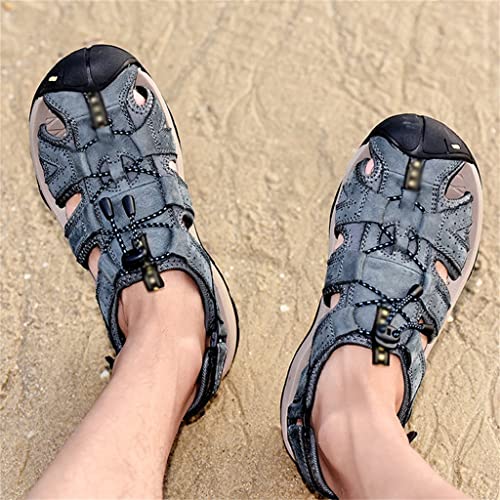 Men Leather Sandals Water Beach Outdoor Non-Slip Soft Comfortable Wear-Resisting(48)2