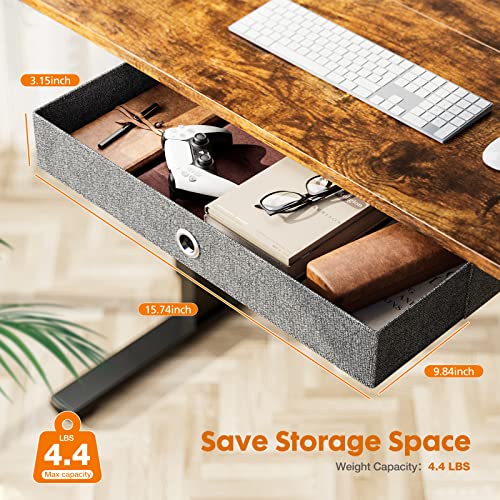 Electric Standing Desk With Drawer 48 X 24 Inch Stand Up Desk With Storage Height Adjustable Desk Sit Stand Desk Black Frame/Rustic Brown Top Ergonomic Rising Desk Computer Workstation For Office #TOP5