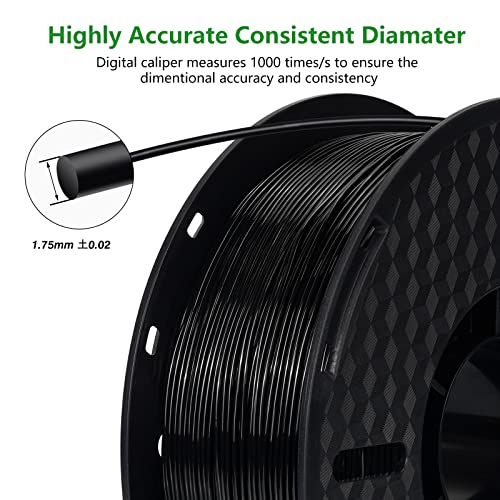 Image of Kingroon TPU 3D Printer Filament, Dimensional Accuracy + /- 0.03 mm, 1 kg Spool(2.2lbs), 1.75 mm,Black