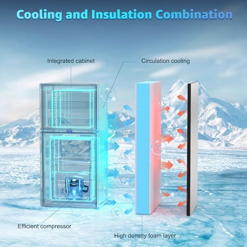 Borcolo Mini Fridge with Freezer, 3.8 Cu. Ft Double Door Compact Refrigerator with 7-Level Adjustable Thermostat, Small Fridge with Adjustable Glass Shelves for Home, Dorm, Office, Silver — view 6