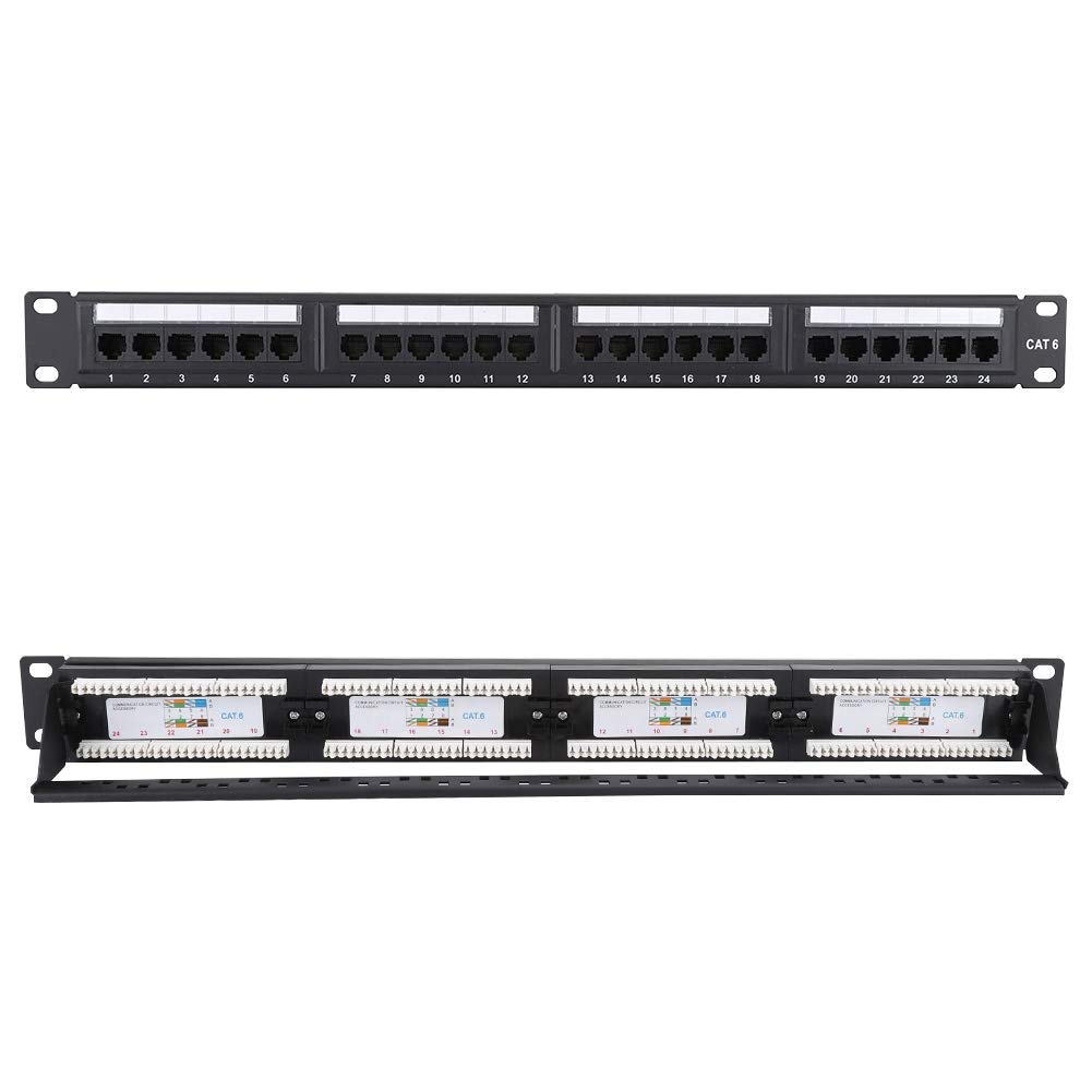 Diyeeni 24 Port CAT6 Ethernet Patch Panel 19" Rack Mount Patch Panel Distributor, Easy Installation and Installation Cable Management