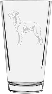 Etched Laser Art Scottish Deerhound Personalized Dog Themed Pint Glasses - Custom Etched Pint Glassware, Ideal Gift for Dog Lovers, Drinking Glasses for Beer, Cocktails, Water & Juice